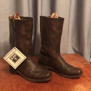Brand New!! Genuine Frye Boots Brown Leather Zip